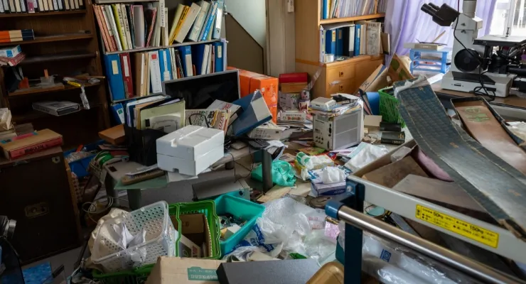 物が散乱した室内の様子